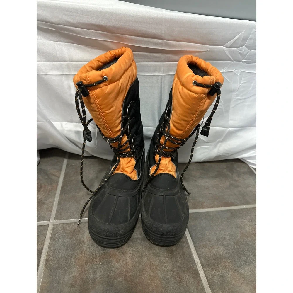 Aleader Mens Insulated Winter Snow Boots Black Orange Thinsulate Size 10